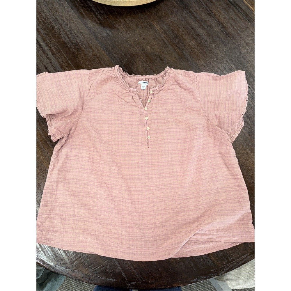 sonoma womens tops 1x Short Sleeve Pink Flowy Peasant EUC